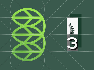 Three Leaves a b c d e f g h i j k l m brand branding community creative eco ecology green icon leaf leaf logo logo logogram mark minimal natural nature logo number three typography