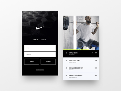 Nike Fitness UI Exploration app design fitness iphone nike sign in sign up sports training ui