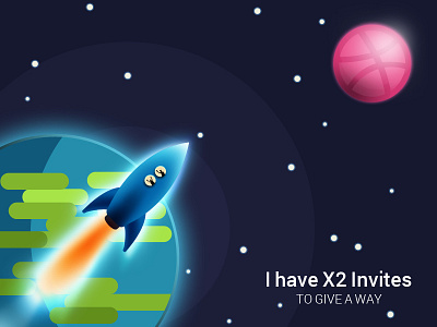 Dribbble Invites 2x globe illustration invites rocket vector
