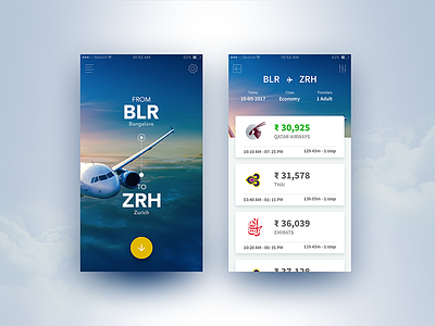 Flight Booking airline app booking flight ios search ui vd