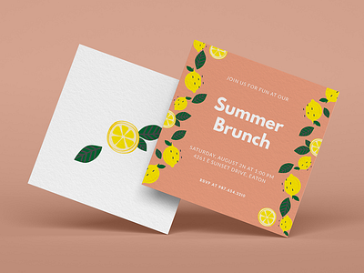 Summer Brunch Lemon Invitation app bannersnack design flat illustration layout lemon minimal print typography