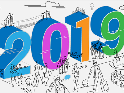 Happy New Travel year 2019 design illustration vector web