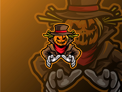 Scarecrow design esport gamer gaming halloween logo mascot pumpkin scarecrow twitch twitch logo