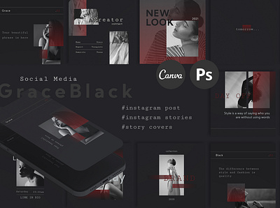 Grace - Instagram Puzzle CANVA&PS branding creative creativedesign design graphic design instagram instagram template instagramtemplates photography post instagram postdesign postinstagram social media socialmedia template templateinstagram templates сfashion