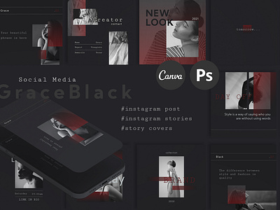 Grace - Instagram Puzzle CANVA&PS branding creative creativedesign design graphic design instagram instagram template instagramtemplates photography post instagram postdesign postinstagram social media socialmedia template templateinstagram templates сfashion