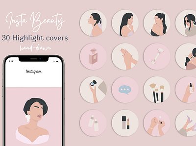 30 Instagram Highlight Covers beauty product beauty salon cover design cover instagram creative design fashion girly instagram instagram template social media template