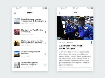 UBS – App Redesign (News) app ios iphone news ui