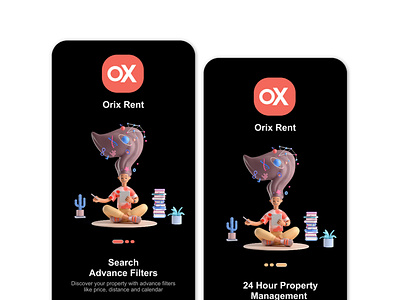 Orix Rent app design screen ui