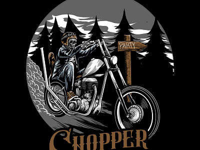 chopper motorcycle illustration merch tshirt design