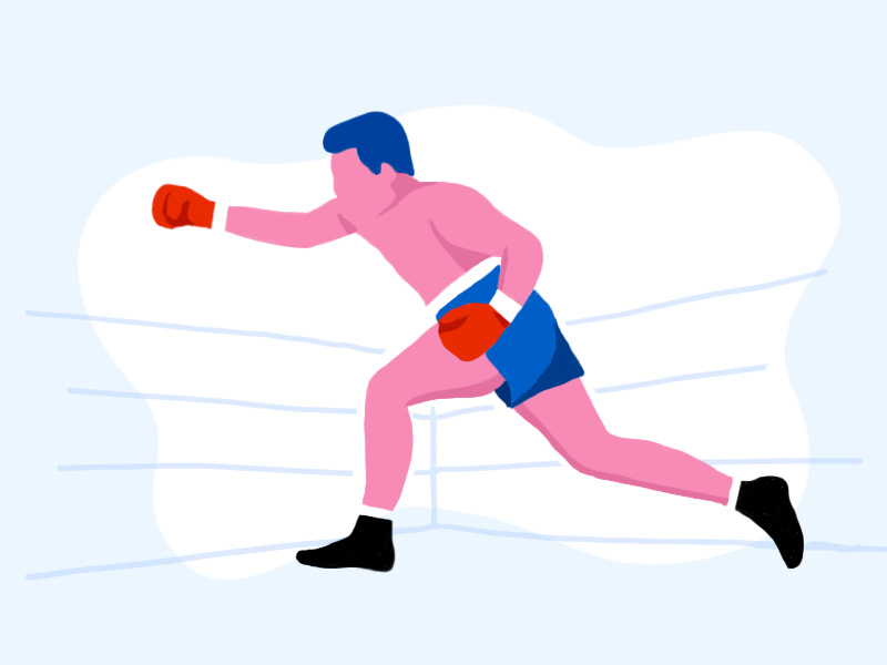 Round one, fight! boxing character editorial illustration design illustration flat