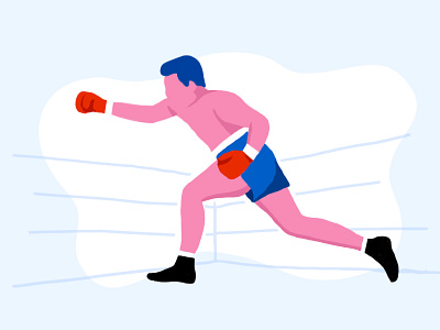 Round one, fight! boxing character design editorial illustration flat illustration
