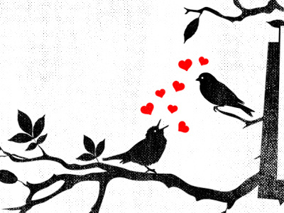 The Look of Love art birds black design graphic heart illustration look love red visual white