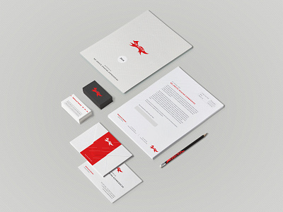 The Red Fox Stationery art branding design fox graphic grey logo presentation red simple stationery visual