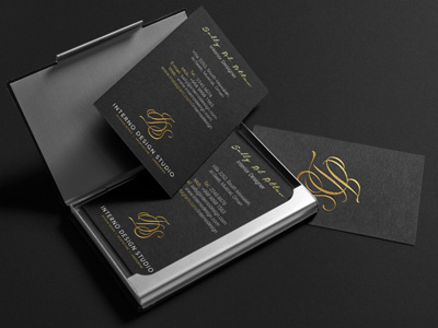 Business Cards - Gold Foil on Black black business cards design foil glossy gold leather logo luxury matte modern