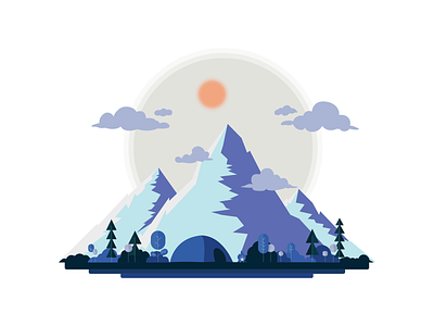 Camping in the Mountain Illustration blue camping fantasy flat graphic design illustration mountain ui vector