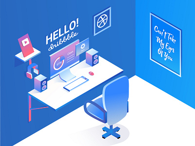 Hello Dribbble! branding design flat illustration illustrator minimal ui vector web website