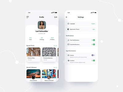 Profile & Settings dailyui mobile app design mobile ui profile settings ui ux uidesign uiux uiux design uiuxdesign uiuxdesigner