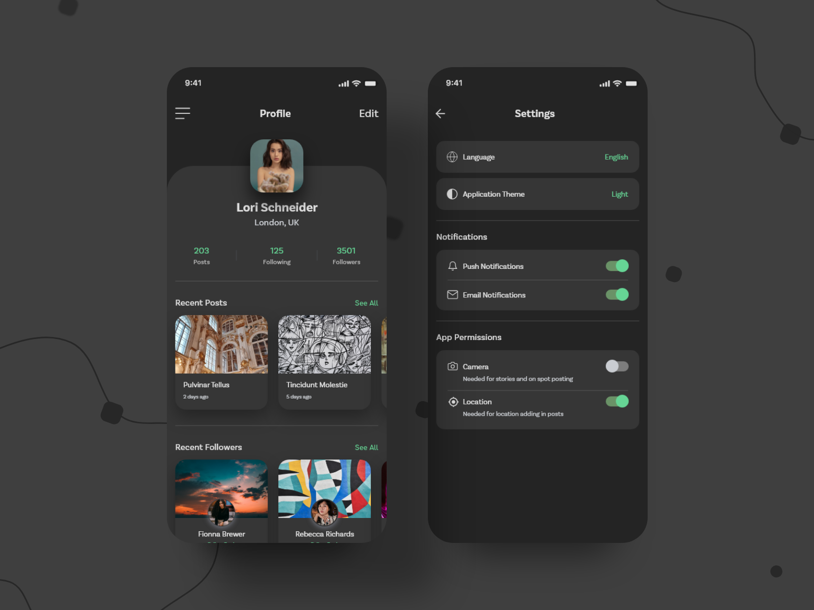 Profile & Settings Dark Mode by Hend Elgohary on Dribbble