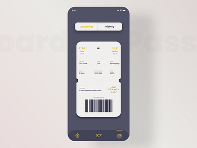 Boarding Pass UI Template - Skeuomorphic Style