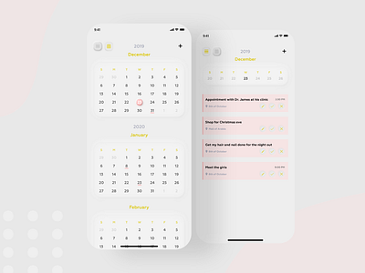 Skeumorphic Calendar UI - Day & Month View calendar calendar app calendar design kit mobile app design mobile ui neumorphism skeumorphic ui ux uiux uiux design uiuxdesign