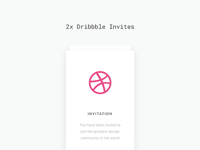 2 Dribbble Invites card draft dribbble invitation invite mono player prospect ticket white