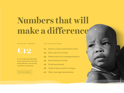Meaningful Numbers cause interface landing numbers page serif ui ux website yellow