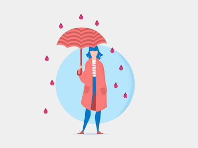 Pink rain dribbble girl illustration rain umbrella vector