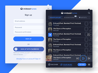 Chrome Extension extension form login music player playlist sign up