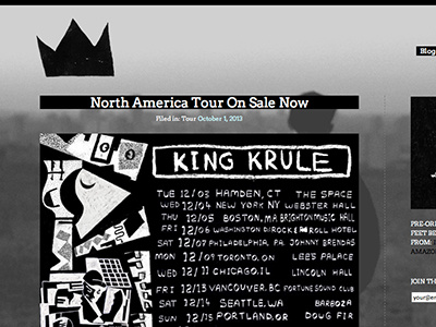 King Krule Website king krule ui web design