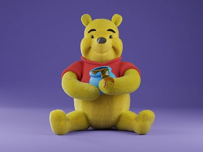 Fluffy Winnie The Pooh 3d 3dfur blender blender3d illustration winniethepooh