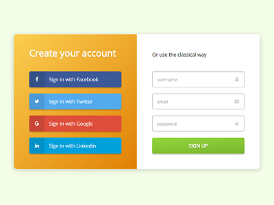 Sign Up - DailyUI #001 001 account codepen dailyui form freebie signup social connect