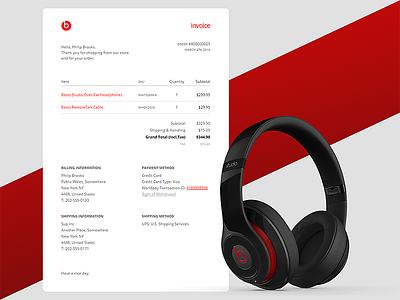 Email Receipt - DailyUI #017 beats codepen dailyui drdre email freebie invoice newsletter receipt responsive
