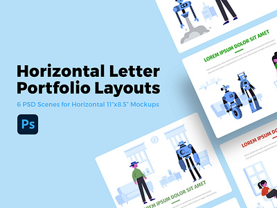 Horizontal Letter Portfolio Layout PSDs