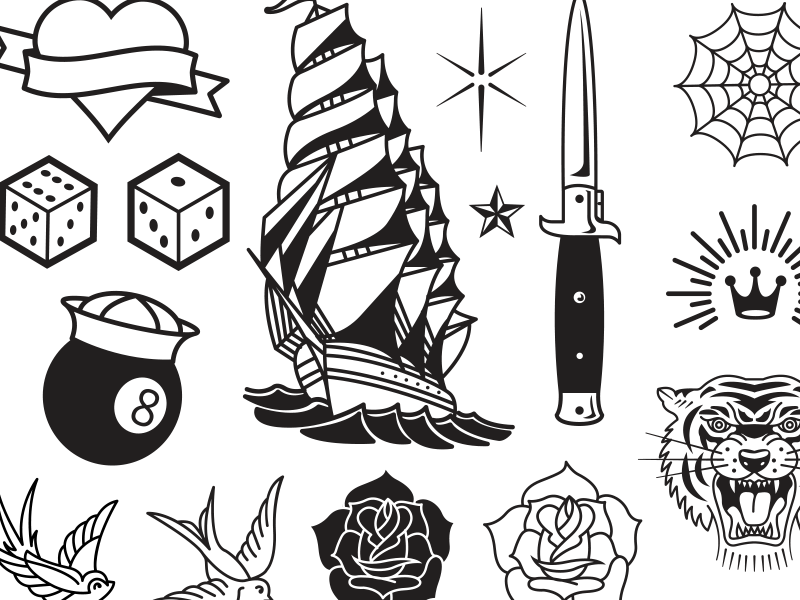 Tattoo Flash Sheet  Art Board Print for Sale by Courtneychickk  Redbubble