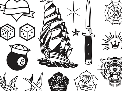 Vector Tattoo Flash by Greg Shuster on Dribbble