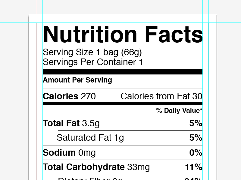 Nutrition facts. 