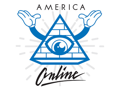 Rejected AOL Sticker Design aol brand illuminati logo sticker