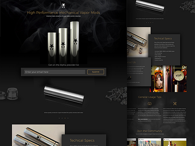 Star Mods Single Page branding landing mech mods product page single page splash page vape