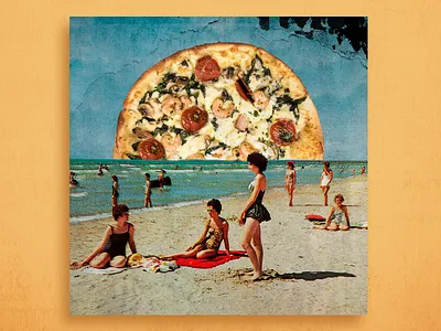 Delicioso Atardecer beach collage composition creative digital digitalart montage photoshop pizza sunset