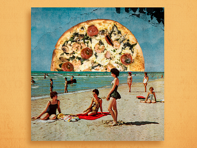 Delicioso Atardecer beach collage composition creative digital digitalart montage photoshop pizza sunset
