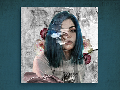 Chica de cabello azul bluehair collage composition creative design digital digitalart digitalcollage diseño montage photoshop