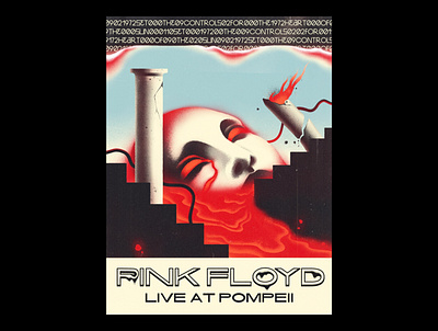 PINK FLOYD LIVE AT POMPEII album artwork design graphic design illustration poster design print design typography