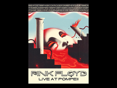 PINK FLOYD LIVE AT POMPEII album artwork design graphic design illustration poster design print design typography