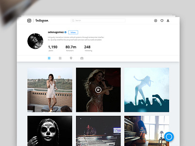 Instagram web redesign clean floating button insta instagram material minimal profile redesign web concept web design