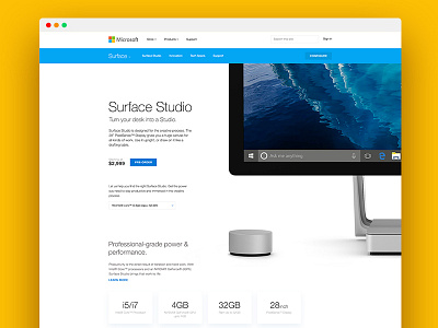 Surface Studio Landing Page. Wip designer display landing page ram studio surface surface studio wip