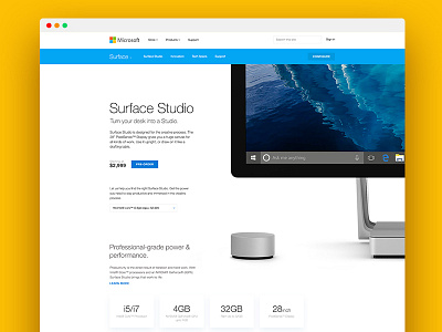 Surface Studio Landing Page. Wip