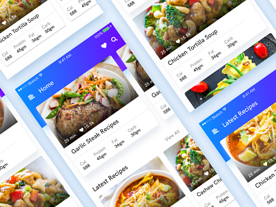 FoodBlog WIP blue cards food app foods free ui kit mobile app recipe app ui ux wip