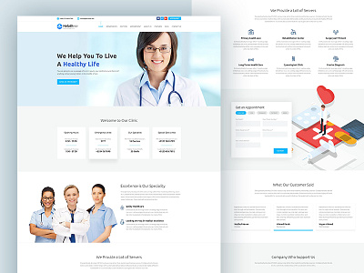 Healthnor appointment clean css doctors health home homepage html minimal psd website