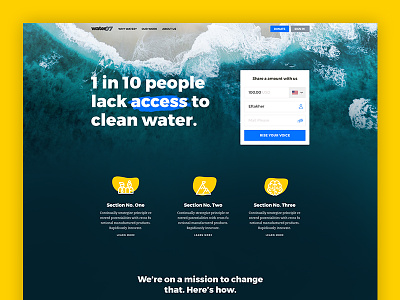 Non-profit homepage blending donation home icons image non profit sea water