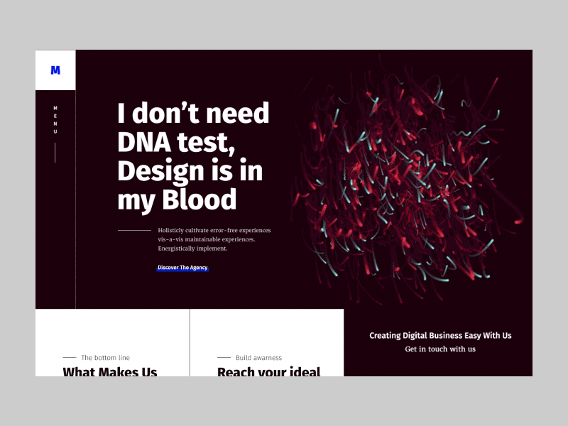 Blood=Design agency cards creative homepage portfolio ui user experience user interface ux web design wip
